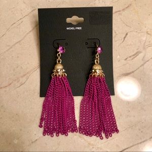 Tassel Earrings 💖 Magenta / Gold Color NEW